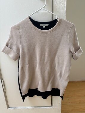 Madewell Beige and Black Crewneck Knit Top